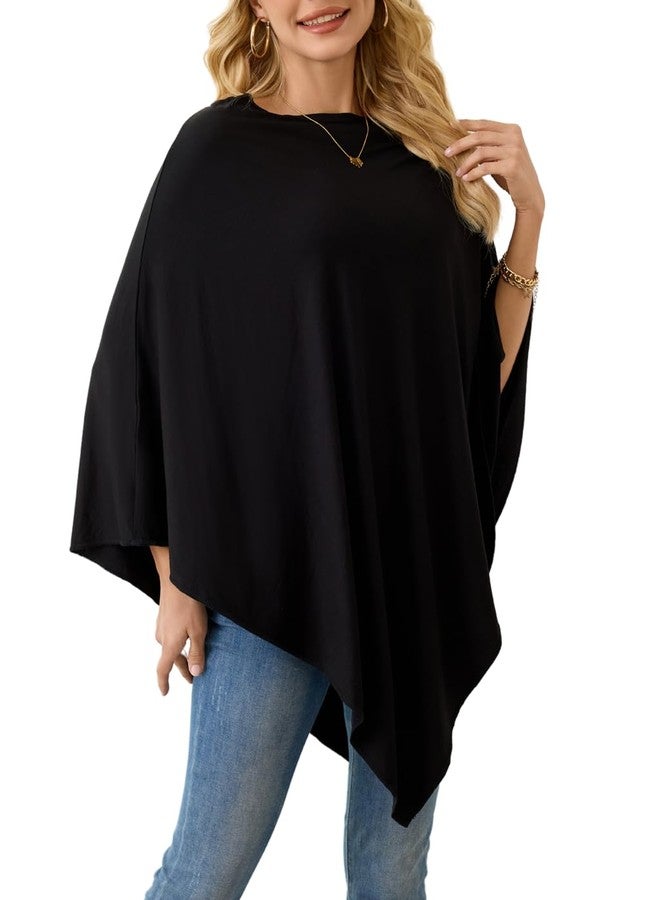 Ferand Women's Versatile Poncho Tops Lightweight Wrap Scarf for Spring Summer, Black - Image 1